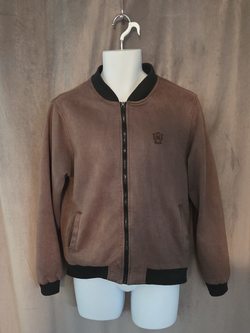 Massimo Dutti XL Brown Bomber Jacket with Black Trim